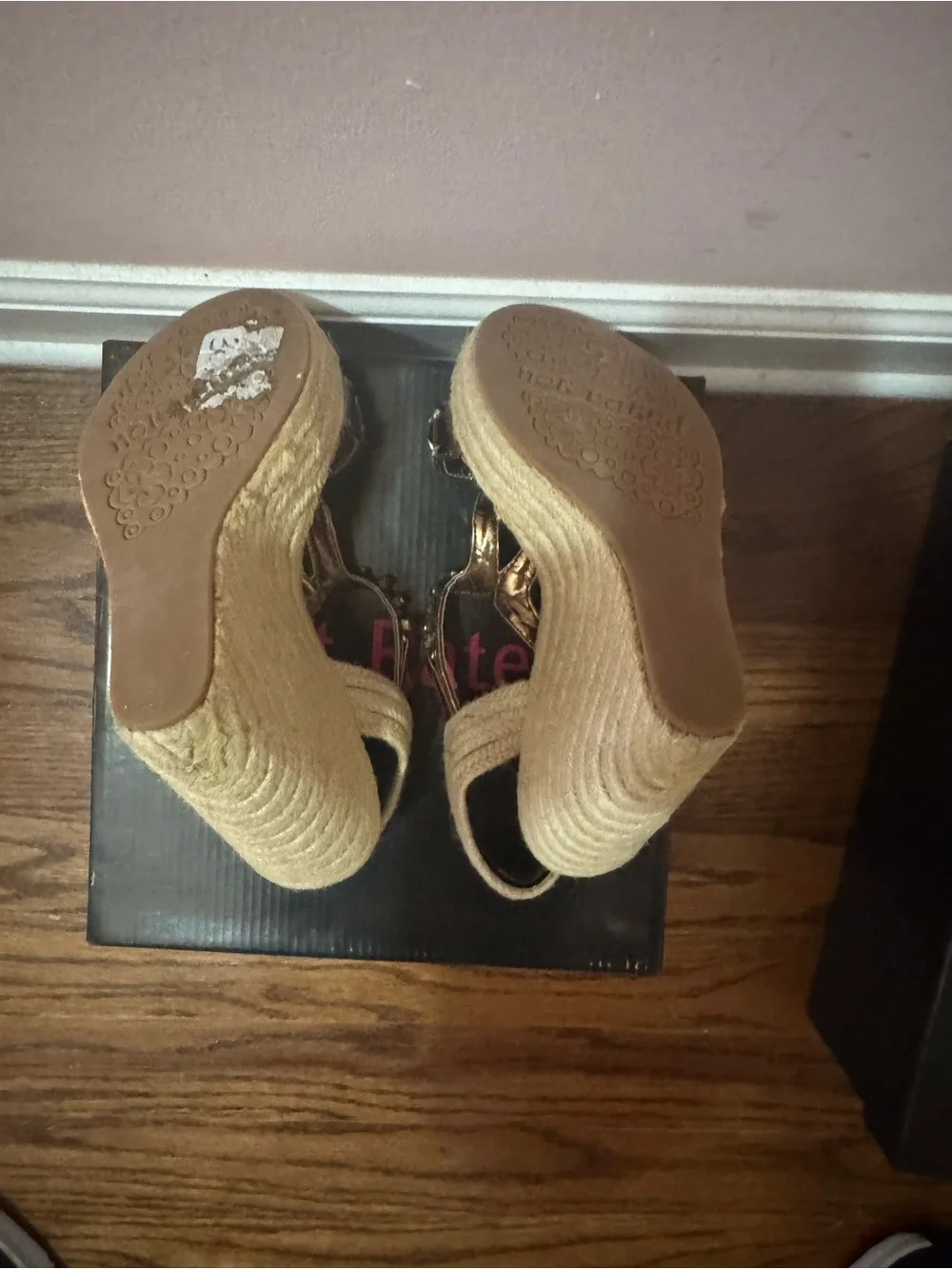 Not Rated Metallic Gold Embellished Wedge Sandals